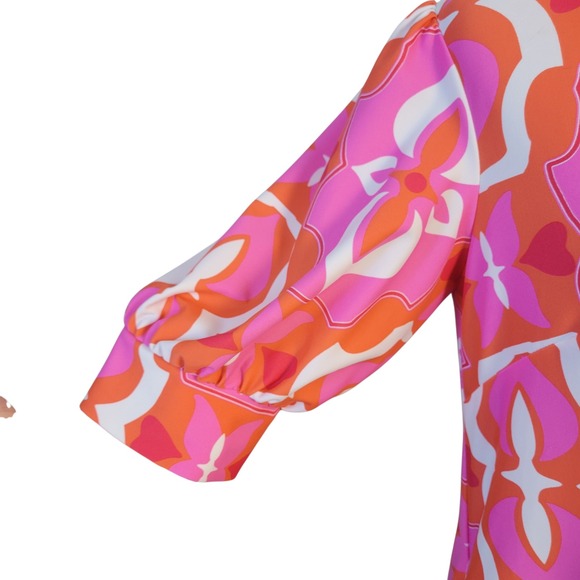 Jude Connally Made in USA Shift Dress Geometric Floral Sz XS *Runs Big* HG4514 - Picture 4 of 8